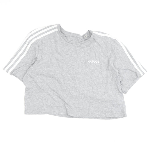 Womens UK Size L adidas Grey Cropped T-Shirt