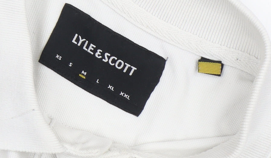 Lyle & Scott Men's White Polo Shirt, Medium, Cotton Casual