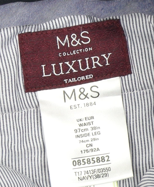 Marks and Spencer Men's Navy Corduroy Trousers Size 38