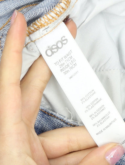 ASOS Women's Light Blue High-Rise Distressed Mom Jeans - Size 8