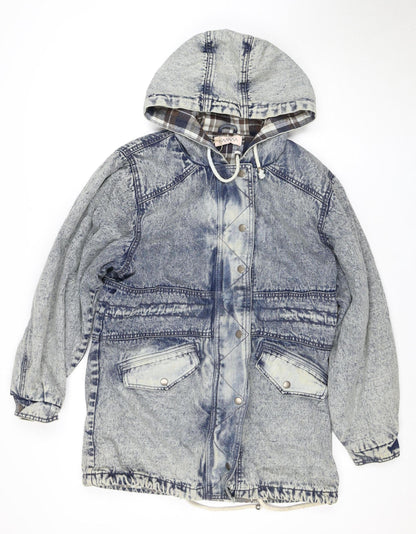 NANNA Women's Blue Denim Hooded Anorak Jacket Size M
