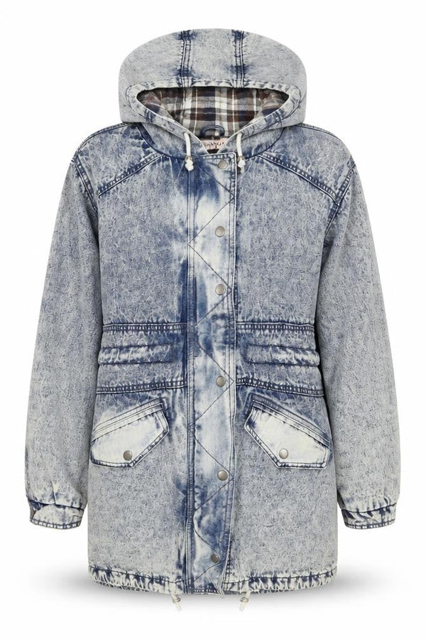 Naanaa Women's Blue Denim Hooded Anorak Jacket Size M