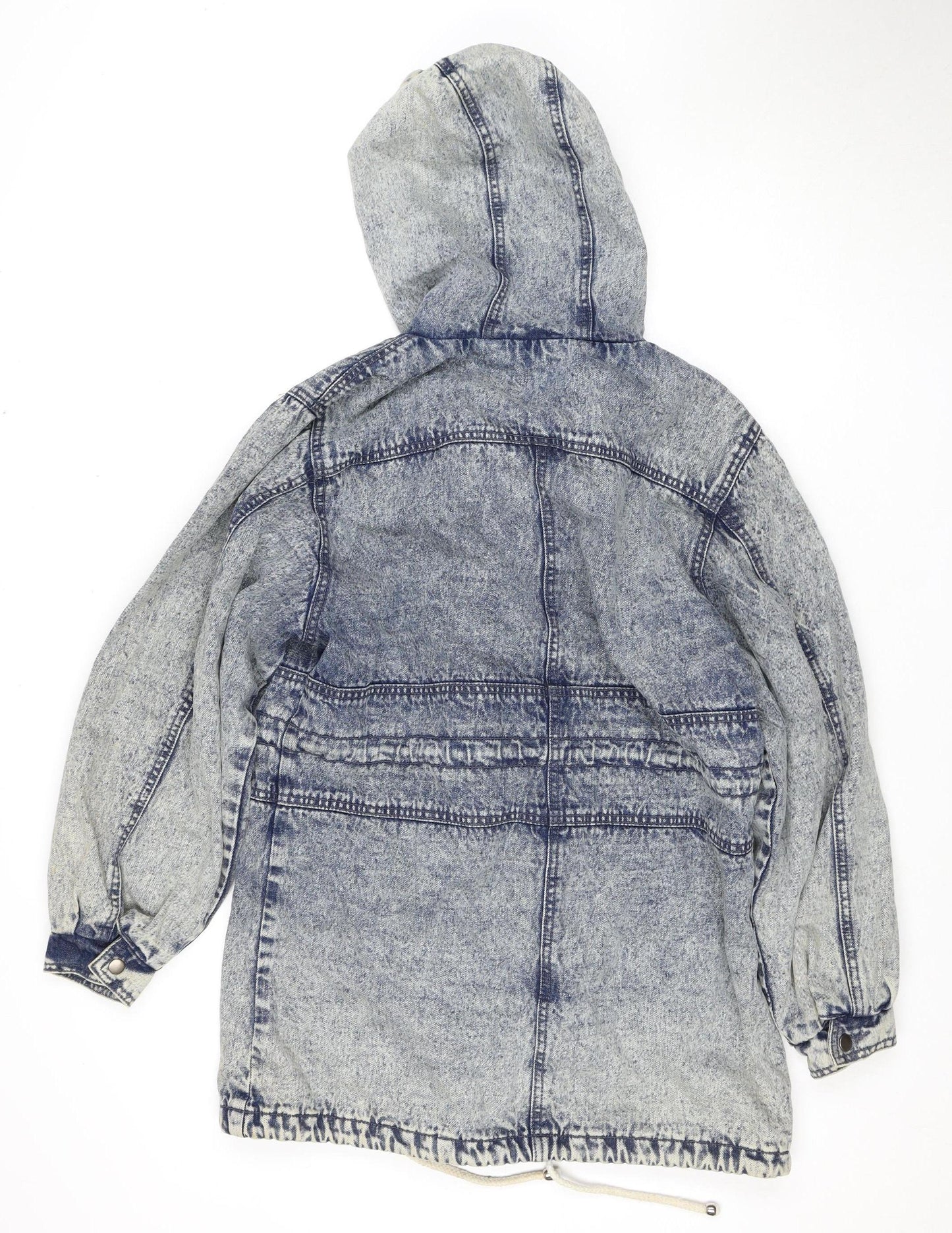 NANNA Women's Blue Denim Hooded Anorak Jacket Size M