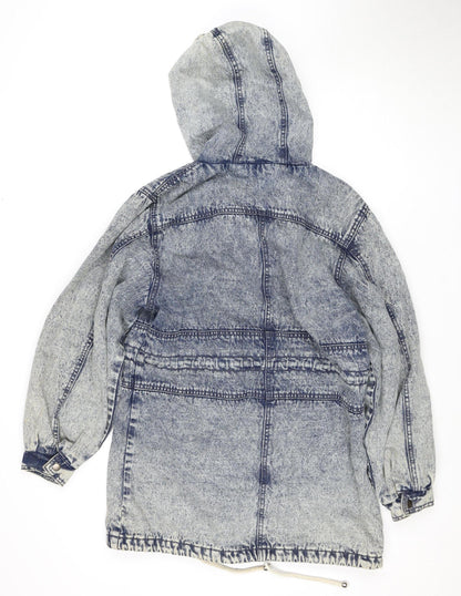 NANNA Women's Blue Denim Hooded Anorak Jacket Size M