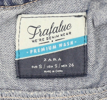 Zara Girls Blue Denim Jacket Size S Ripped Casual