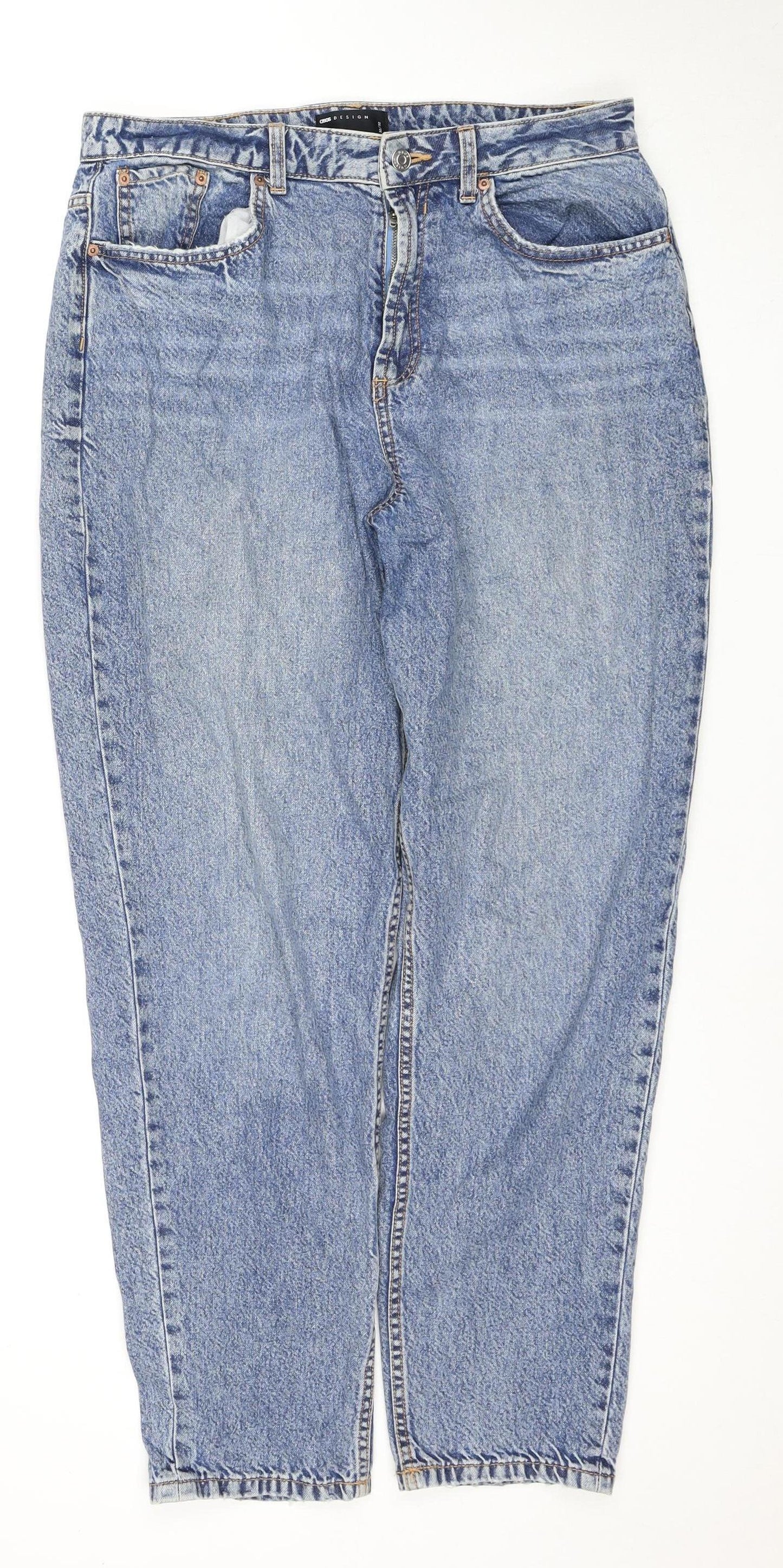 Womens UK Size 4 ASOS DESIGN Regular Fit Tapered Blue Jeans