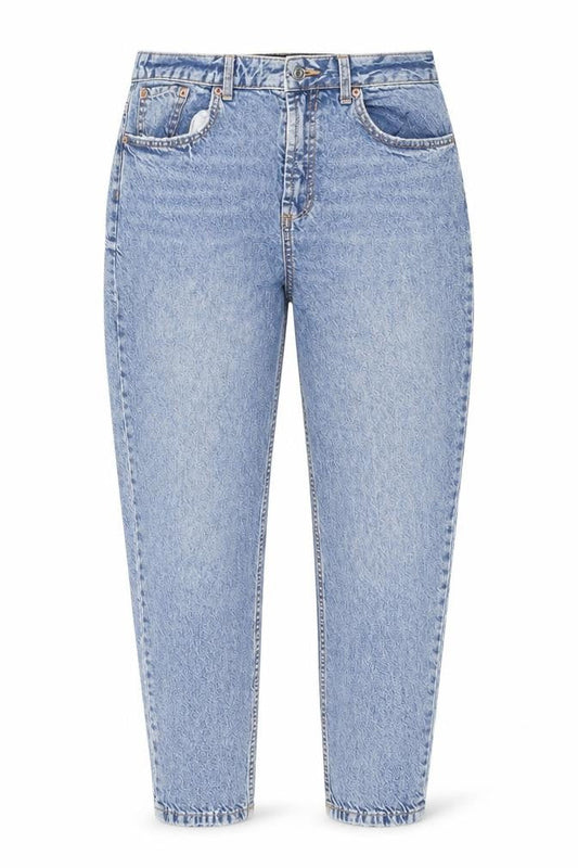Front view of ASOS DESIGN Women's Blue Tapered Regular Fit Jeans