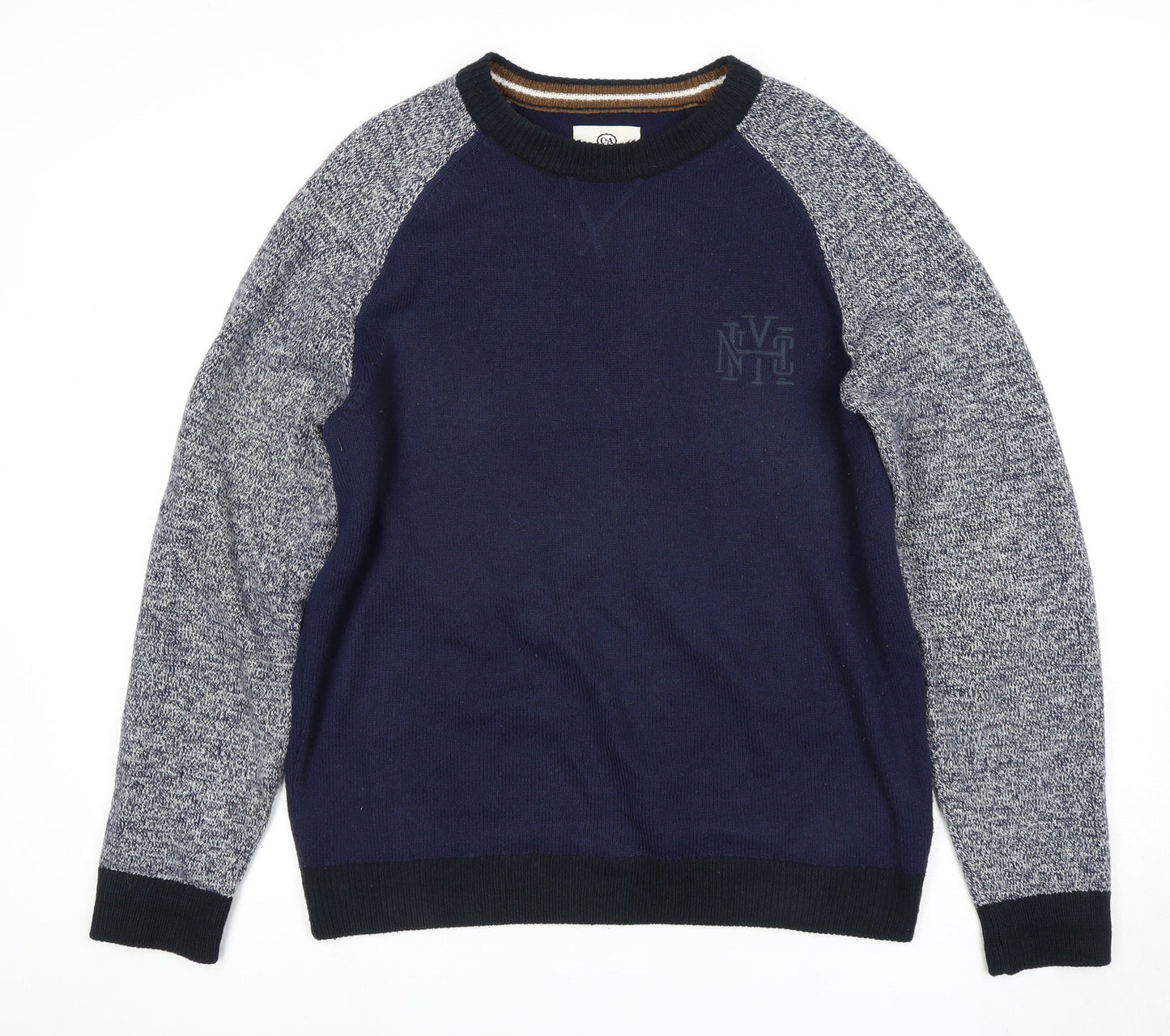 C&A Men's Blue Pullover Jumper L - Classic Style