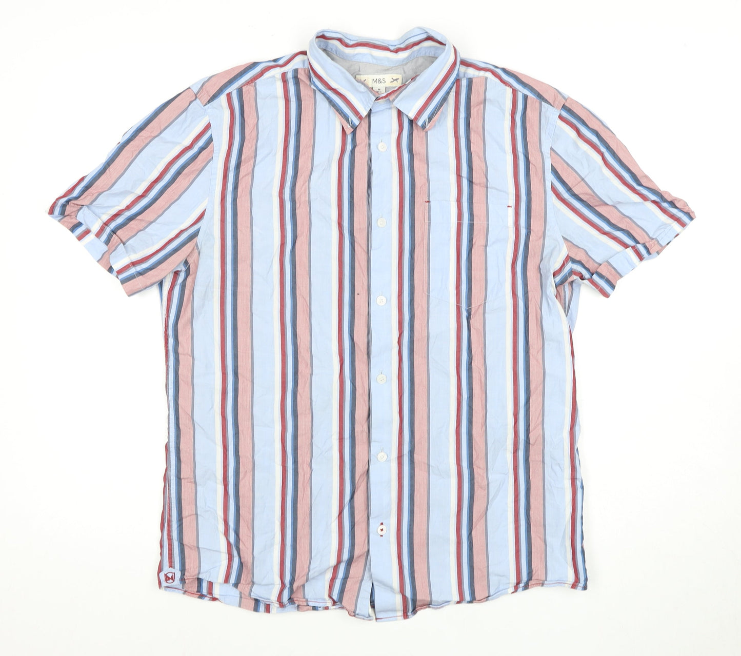 Marks and Spencer Men's Striped Cotton Shirt, L