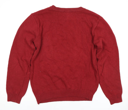 Topman Men's Red XS Cable-Knit Crew Neck Pullover Jumper