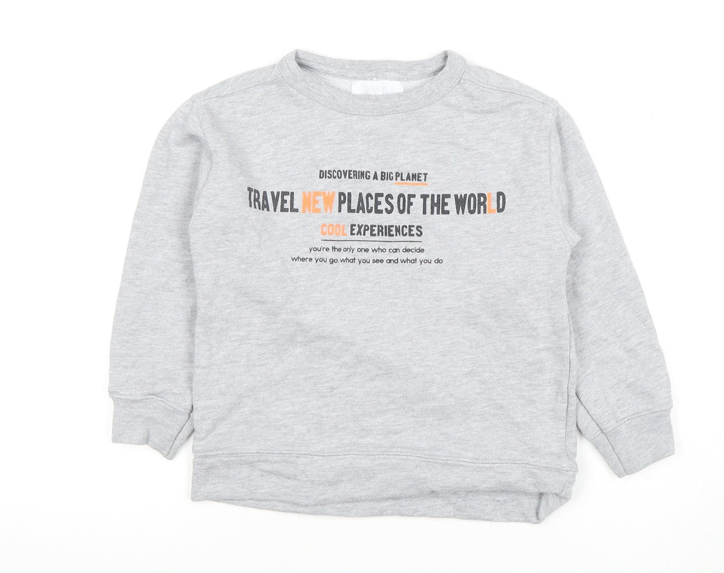 Zara Boys Grey Pullover Sweatshirt 7 Years - Travel Theme