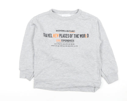 Zara Boys Grey Pullover Sweatshirt 7 Years - Travel Theme