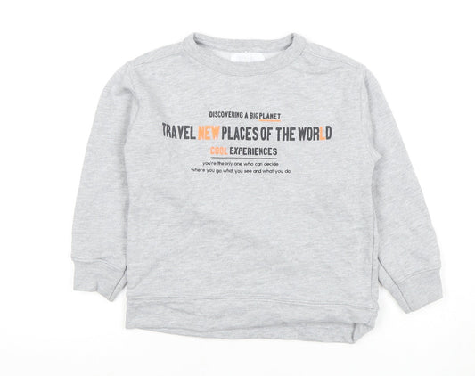Zara Boys Grey Pullover Sweatshirt 7 Years - Travel Theme