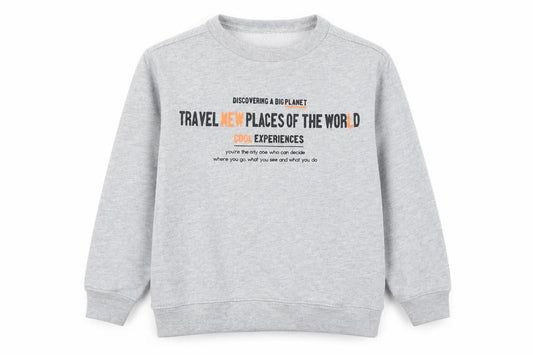 Zara Boys Grey Pullover Sweatshirt 7 Years - Travel Theme