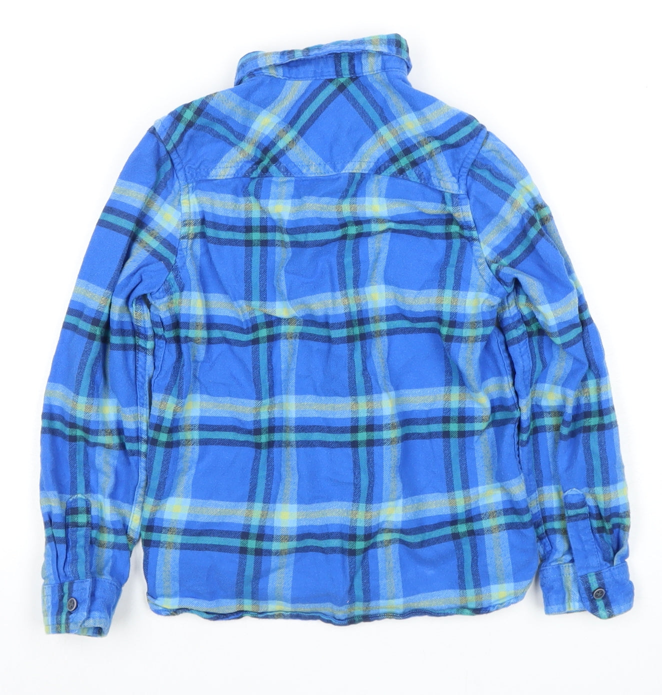 Marks and Spencer Boys Blue Plaid Button-Up Shirt 6-7 Years