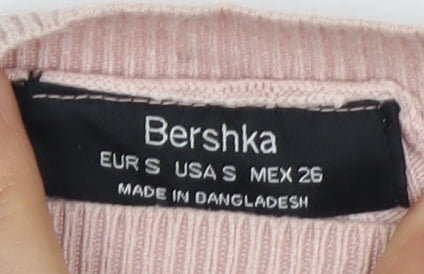 Womens UK Size S Bershka Pink Pullover Jumper