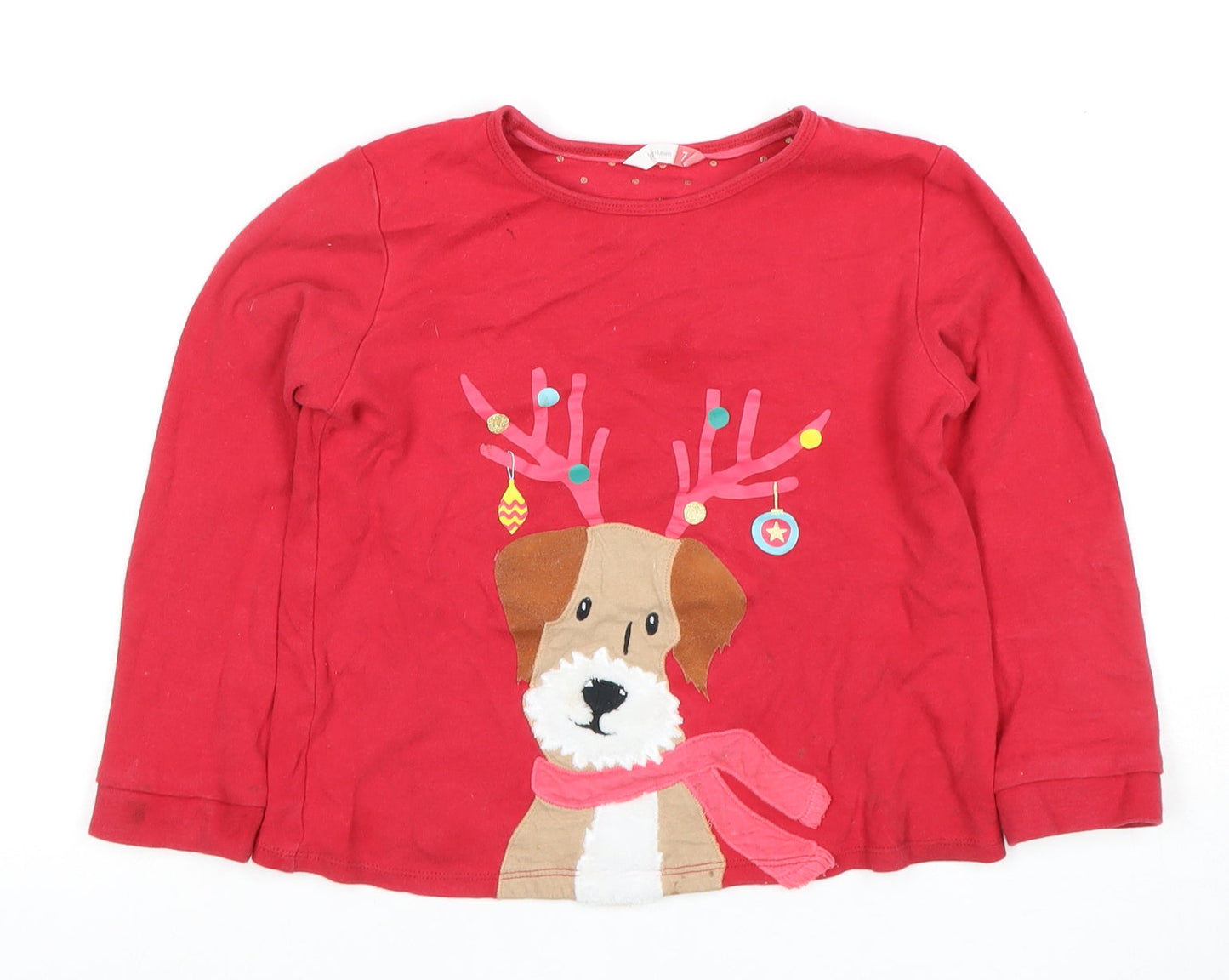 John Lewis Girls Red Dog Print Long Sleeve T-Shirt
