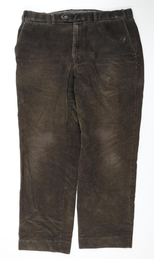 Marks and Spencer Brown Men's Corduroy Trousers, Size 40