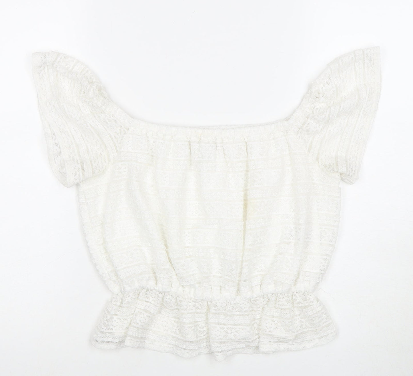 Miss Selfridge White Lace Off Shoulder Blouse, Size 12