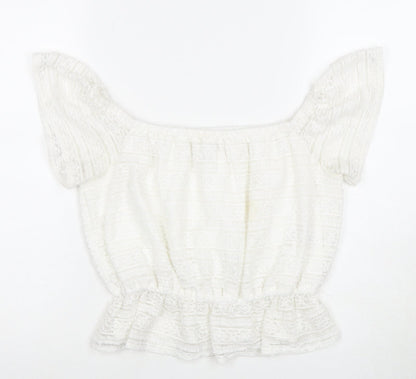 Miss Selfridge White Lace Off Shoulder Blouse, Size 12