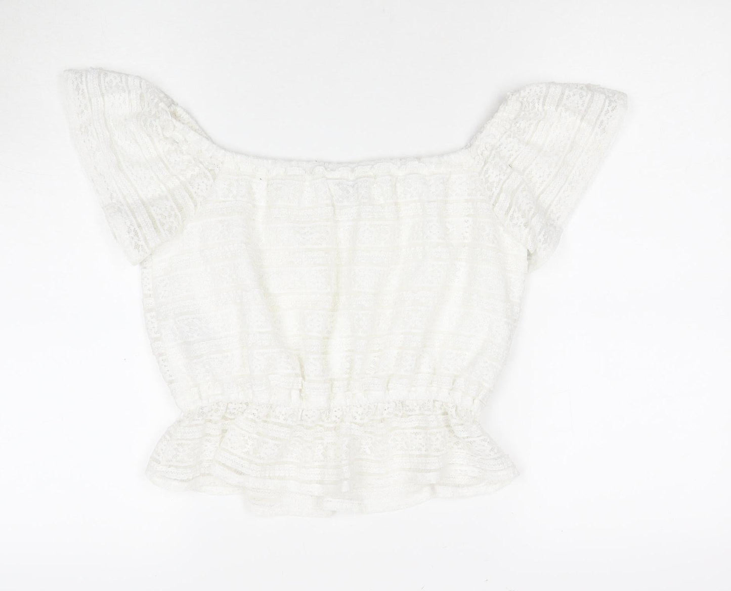 Miss Selfridge White Lace Off Shoulder Blouse, Size 12