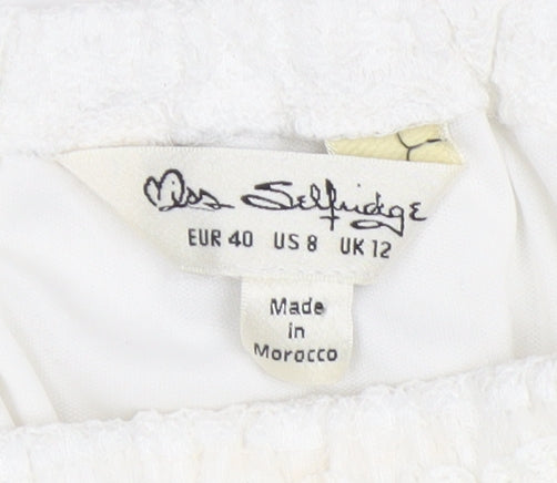 Miss Selfridge White Lace Off Shoulder Blouse, Size 12
