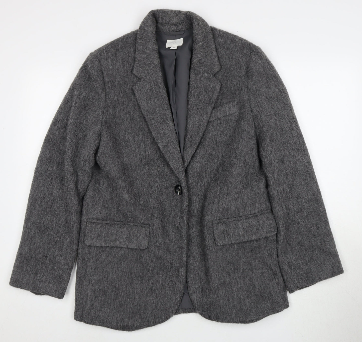 H&M Grey Women's XS Blazer - Classic One-Button Style
