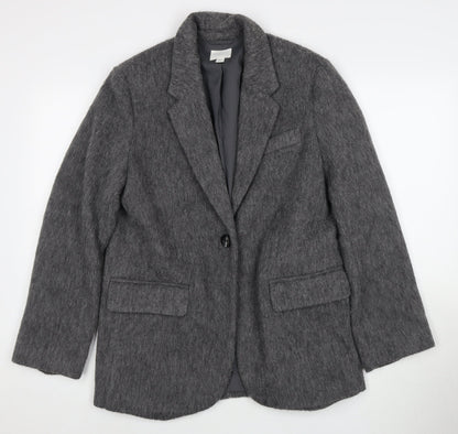 H&M Grey Women's XS Blazer - Classic One-Button Style
