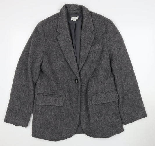 H&M Grey Women's XS Blazer - Classic One-Button Style
