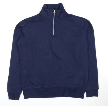 Zara Men's Blue 1/2 Zip Sweatshirt Size S