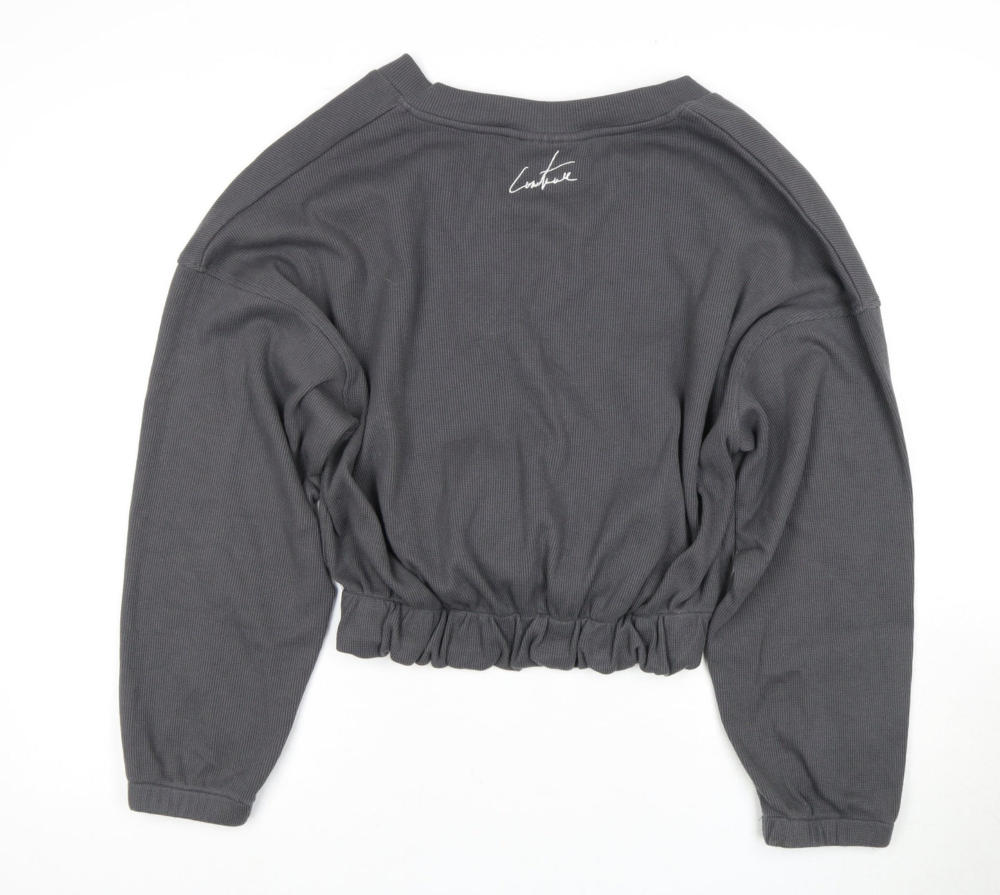 Couture Women's Grey Cropped Long Sleeve Top, Size 10