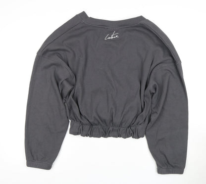Couture Women's Grey Cropped Long Sleeve Top, Size 10