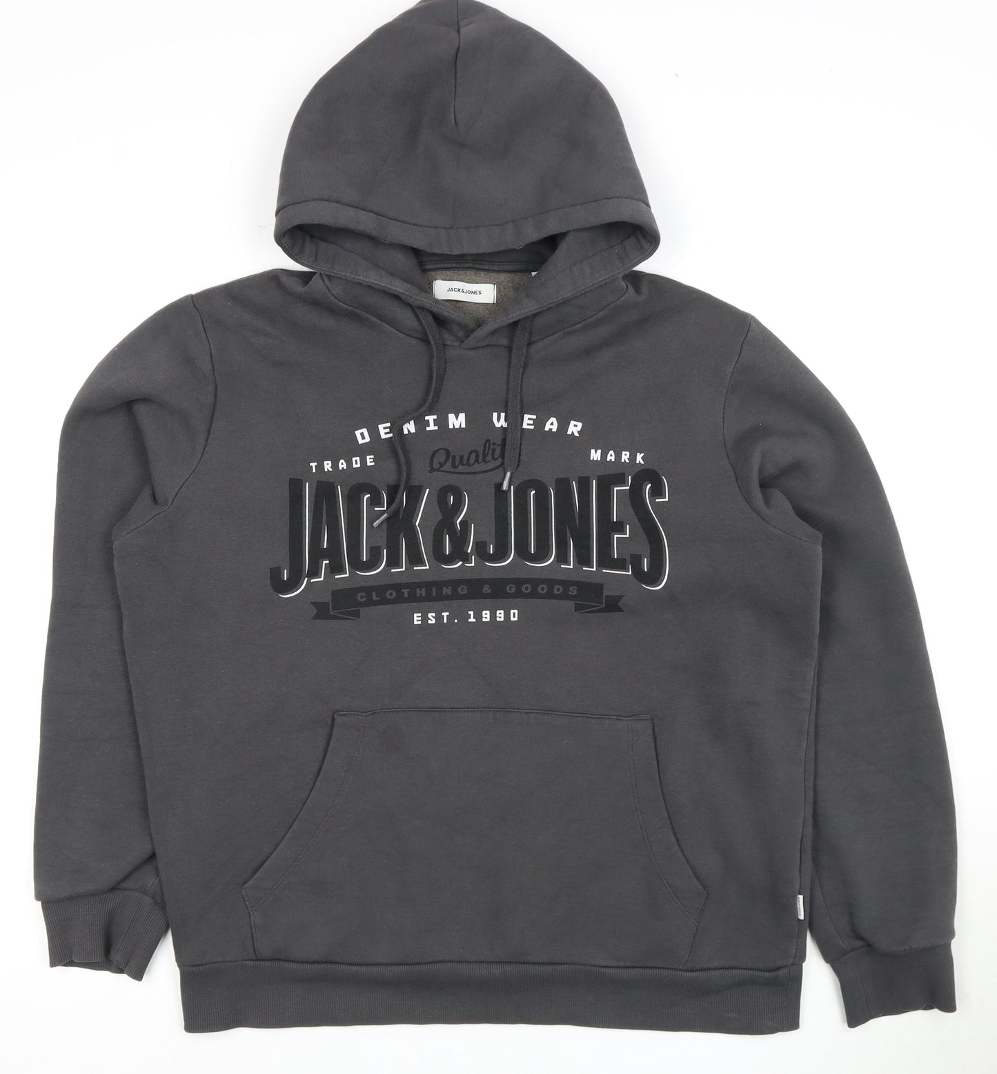Mens UK Size M JACK & JONES Black Pullover Hoodie