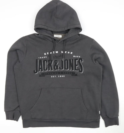Mens UK Size M JACK & JONES Black Pullover Hoodie