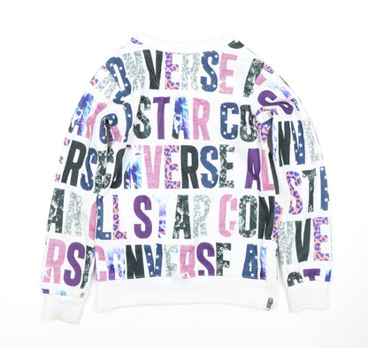 Converse Girls Multicoloured Graphic Print Pullover Hoodie M