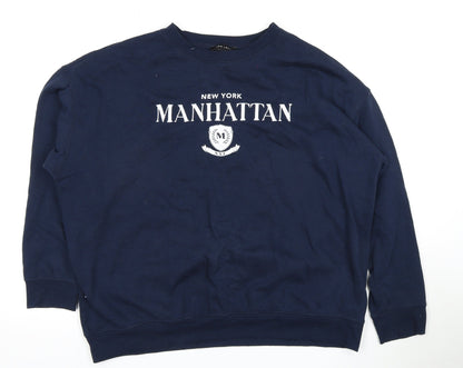 New Look Women's Blue Pullover Sweatshirt L