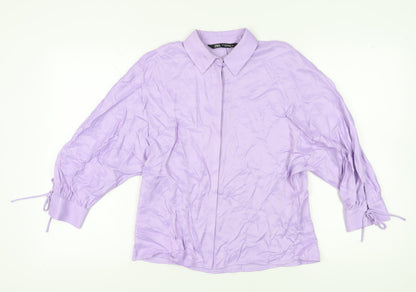 Womens UK Size XS Zara Purple Basic Blouse