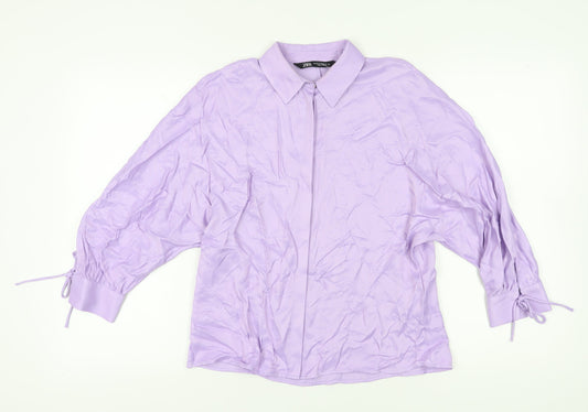 Womens UK Size XS Zara Purple Basic Blouse