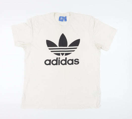 Adidas Men's White Graphic Print T-Shirt Size L