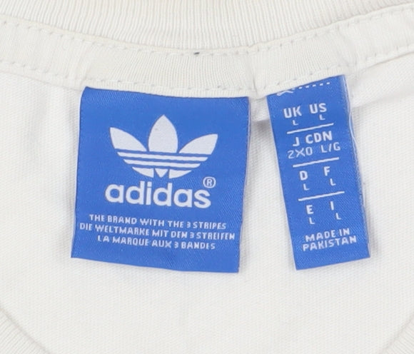 Adidas Men's White Graphic Print T-Shirt Size L