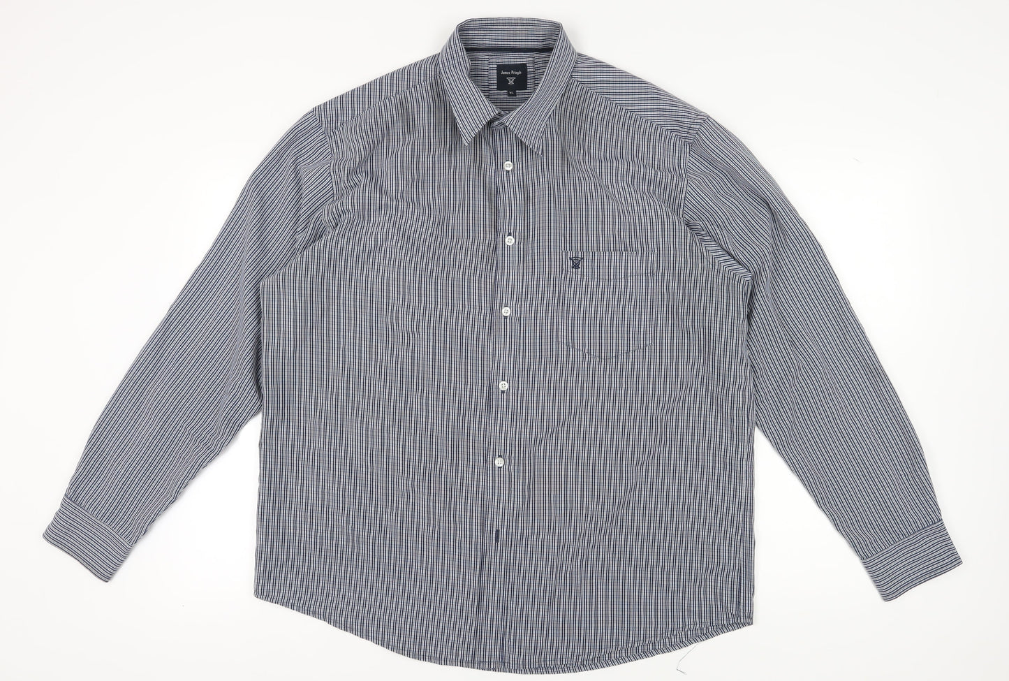 James Pringle Men's Blue Check XL Button-Up Shirt