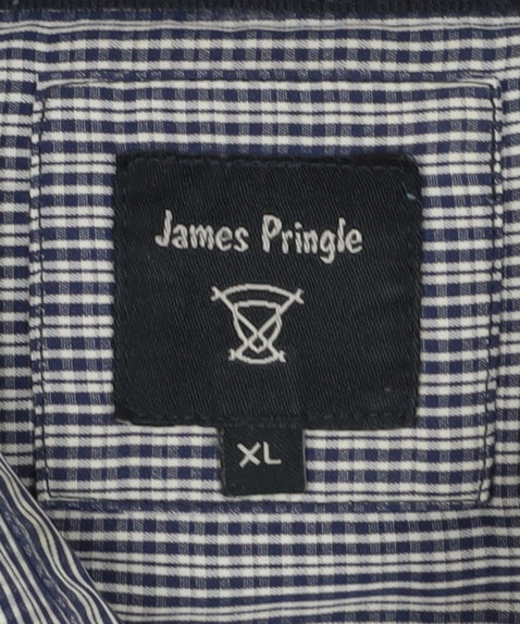 James Pringle Men's Blue Check XL Button-Up Shirt
