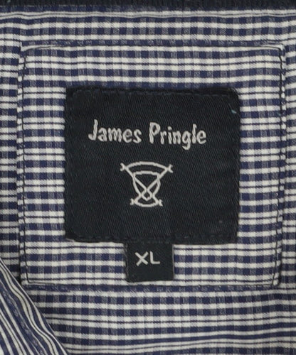 James Pringle Men's Blue Check XL Button-Up Shirt