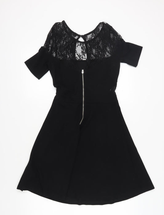 French Connection Black Fit & Flare Dress, Size 10, Party Perfect
