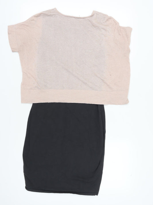 Phase Eight Women's Black Beige Shift Dress, Size 12