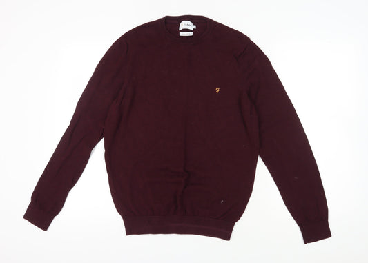 Farah Men's Burgundy Red Cotton Pullover Jumper L