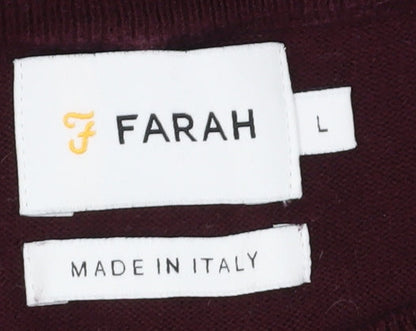 Farah Men's Burgundy Red Cotton Pullover Jumper L