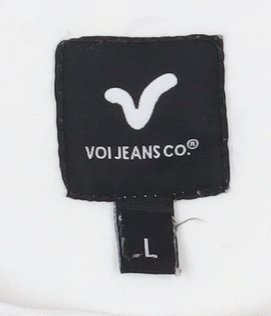 Voi Jeans Men's White Logo T-Shirt, Size L, Cotton