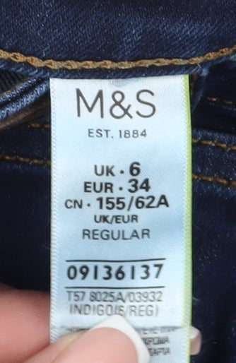 Womens UK Size 6 Marks and Spencer Regular Fit Skinny Blue Jeans