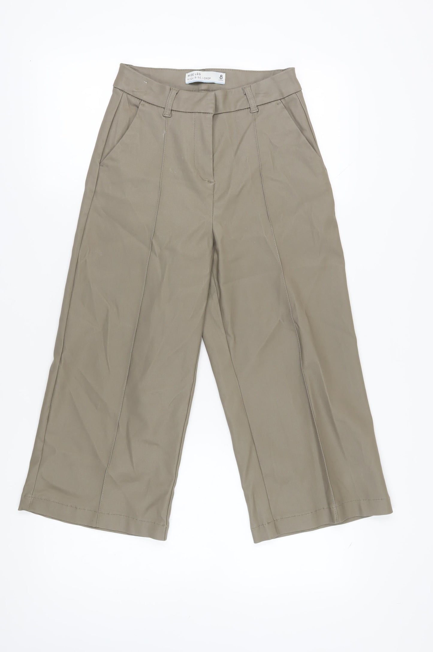 Womens UK Size 8L NEXT Relaxed Fit Cropped Beige Trousers
